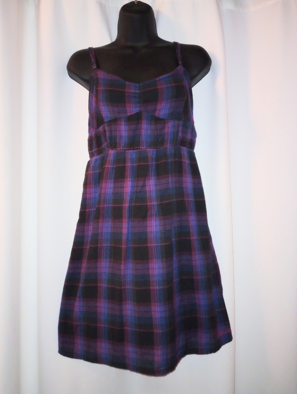 Billabong Purple Plaid Spaghetti Strap Sun Dress
